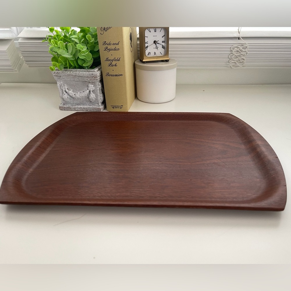 MCM Mid Century Modern Kay Polk Teak Bentwood Tray Made in Denmark